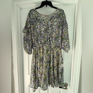 Floral Green and Purple Dress